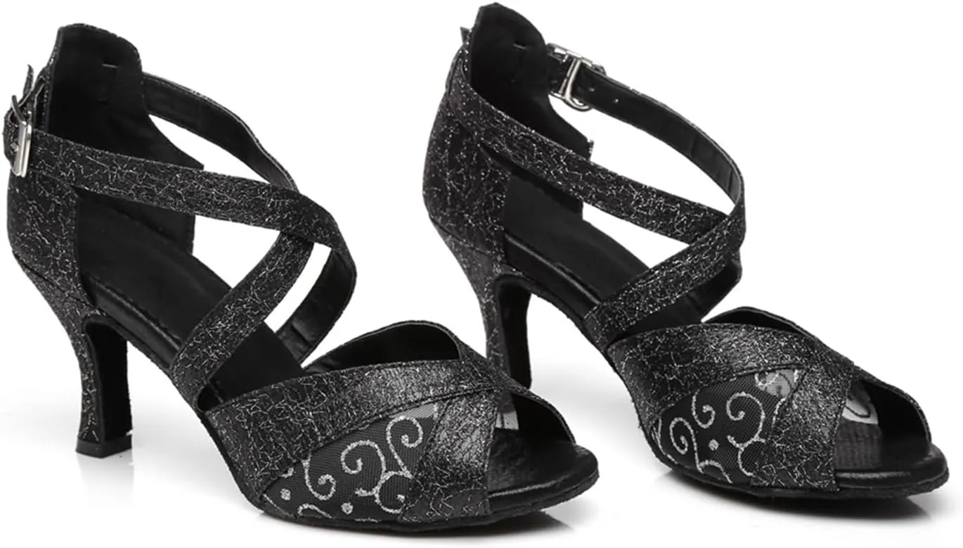Women's Peep-Toe Breathable Mesh at Vamp Synthetic Ballroom Tango Jazz Party Wedding Practice Dance Shoes