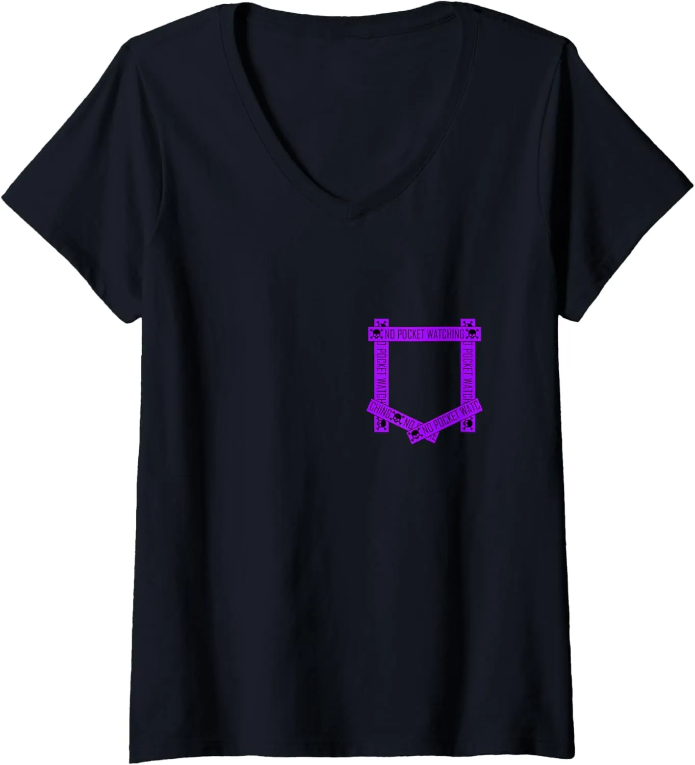 Womens Purple Absolutely No Pocket Watching! Purple Graphic V-Neck T-Shirt