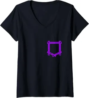 Womens Purple Absolutely No Pocket Watching! Purple Graphic V-Neck T-Shirt