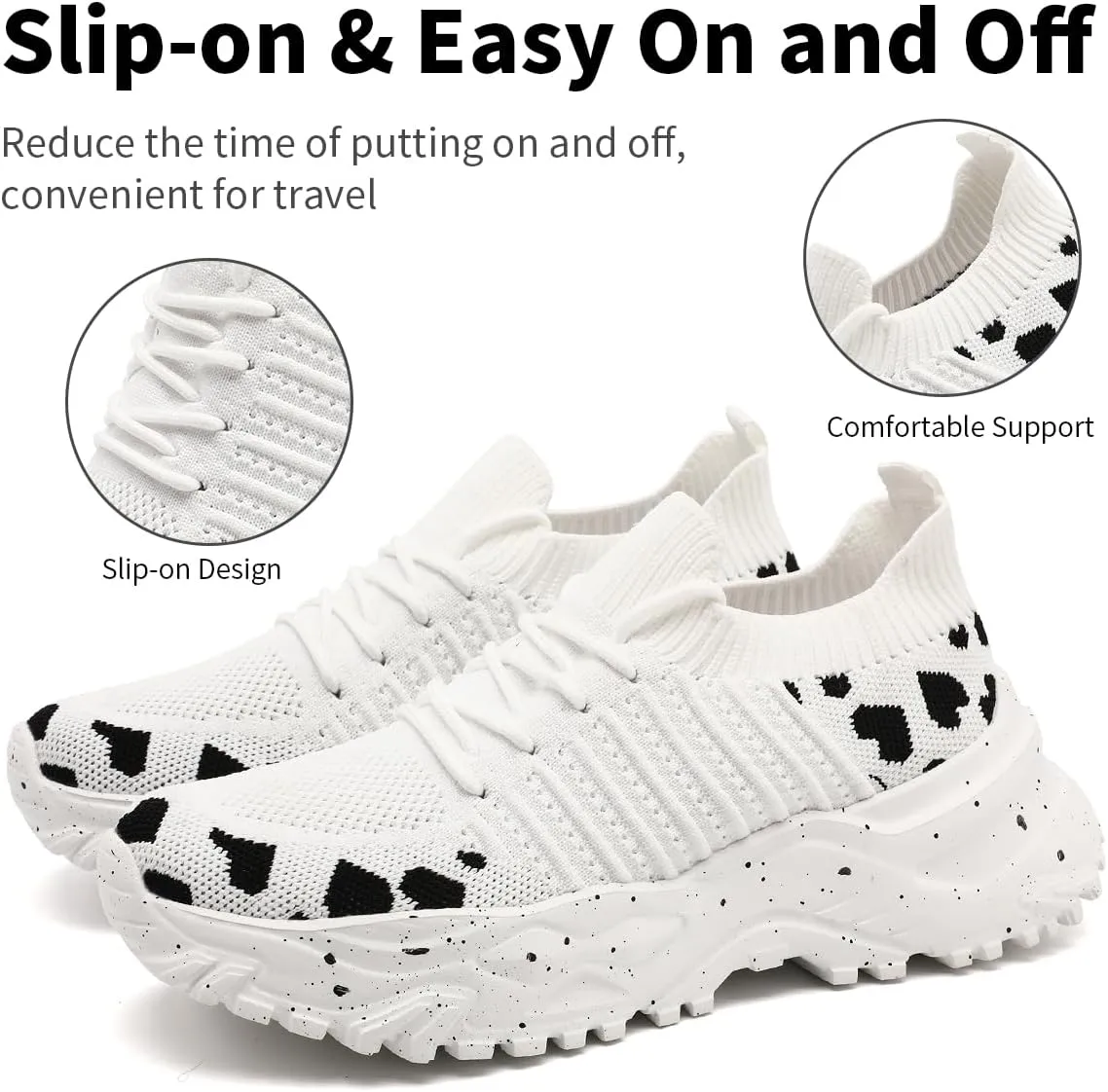 Women's Slip On Walking Shoes Lightweight Breathable Comfortable Tennis Sneakers for Workout Gym Cross Training Casual Platform Fashion Sneaker