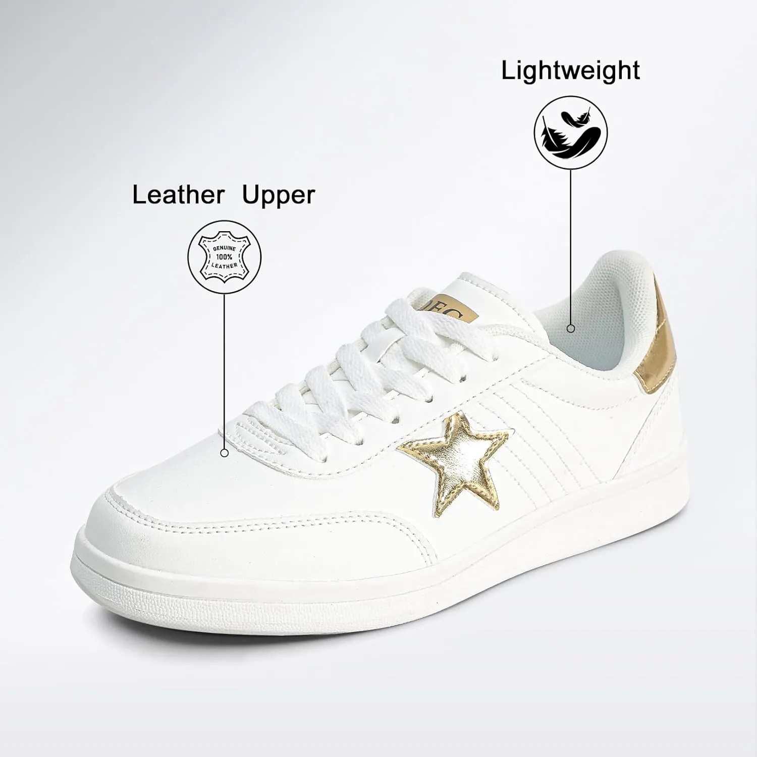Women's Star Sneaker Lace Up Low Top Comfortable Cushioned Walking Shoes Casual Lightweight Breathable Tennis Shoes