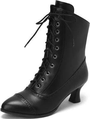 Women's Vintage Victorian Boots Kitten Heel Ankle Boots for Women