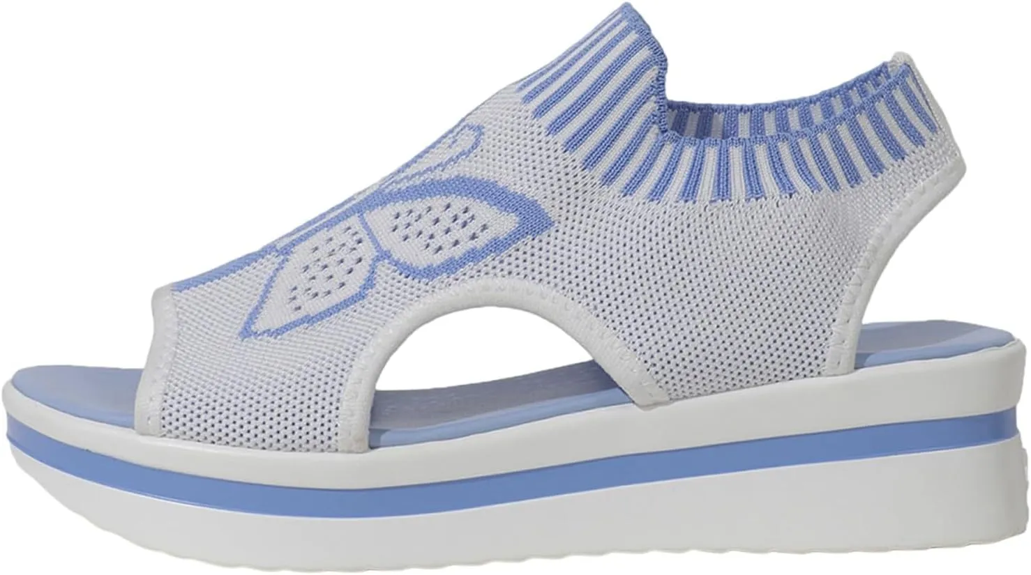Women's Wedge Platform Sandals Arch Support Knit Slip-On Mesh Design Sandal Breathable Wide Feet Heels Comfort Waterproof Casual Cute Shoes Beach Vacation Summer Outdoor Hiking Dressy Travel Shoes