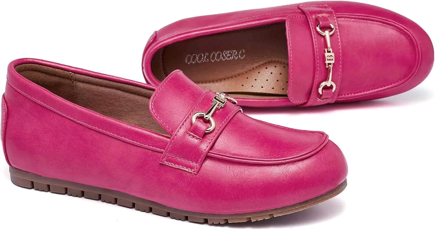 Women's Wide Loafers Casual Slip on Flat Shoes Women's Comfort Penny Loafers with Arch Support Women Dressy Moccasins