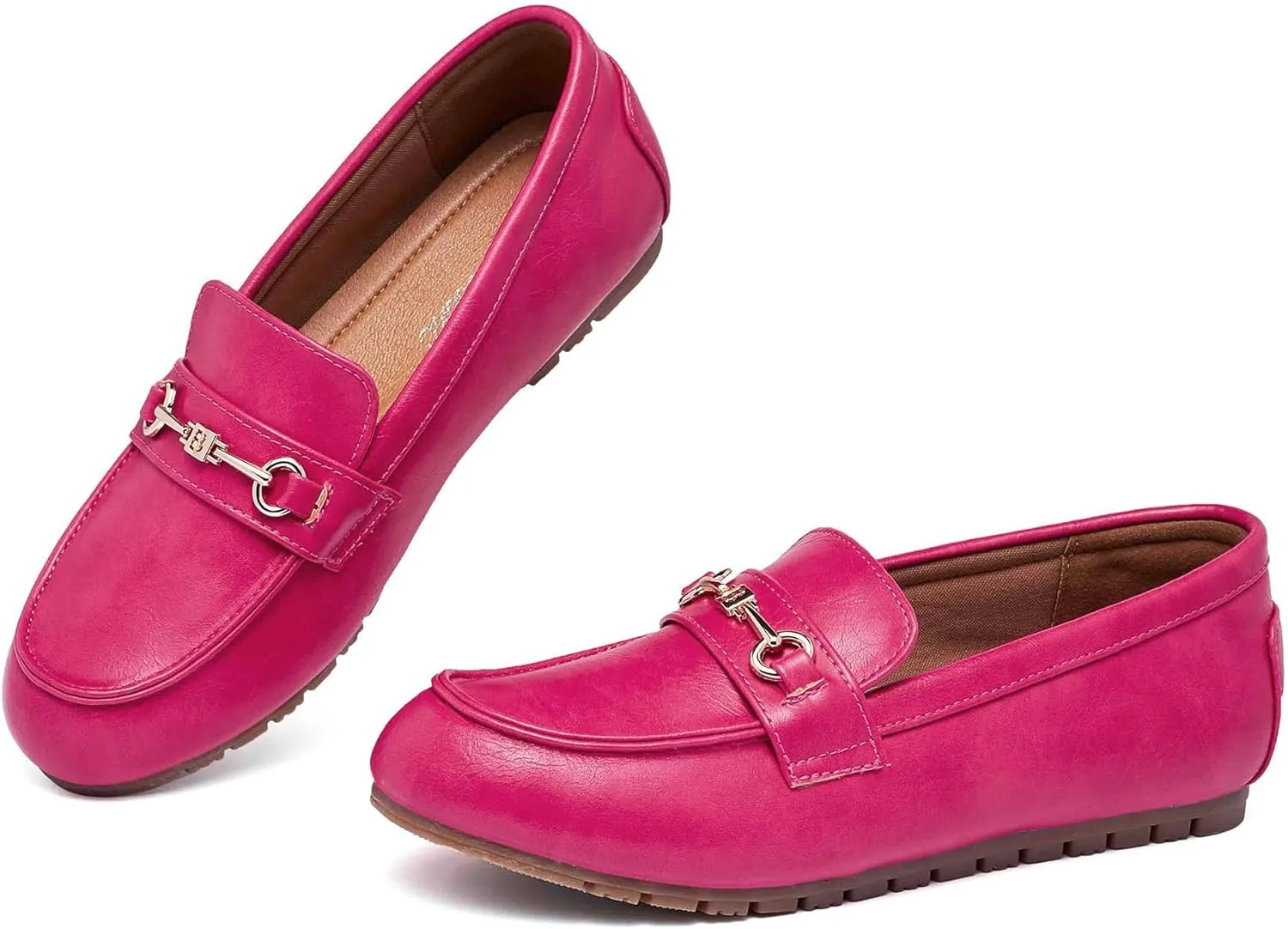 Women's Wide Loafers Casual Slip on Flat Shoes Women's Comfort Penny Loafers with Arch Support Women Dressy Moccasins