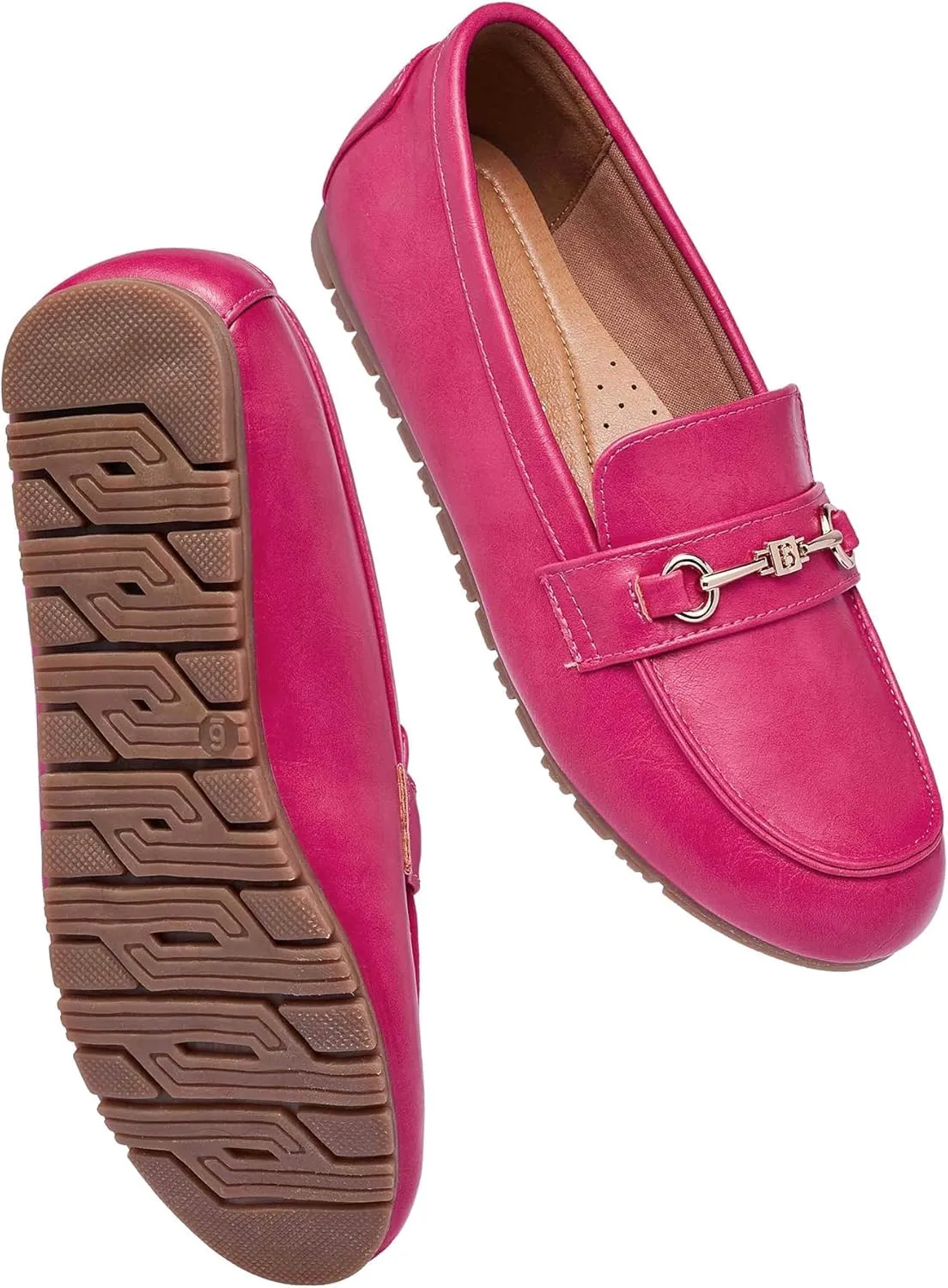 Women's Wide Loafers Casual Slip on Flat Shoes Women's Comfort Penny Loafers with Arch Support Women Dressy Moccasins