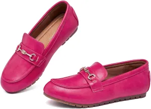 Women's Wide Loafers Casual Slip on Flat Shoes Women's Comfort Penny Loafers with Arch Support Women Dressy Moccasins