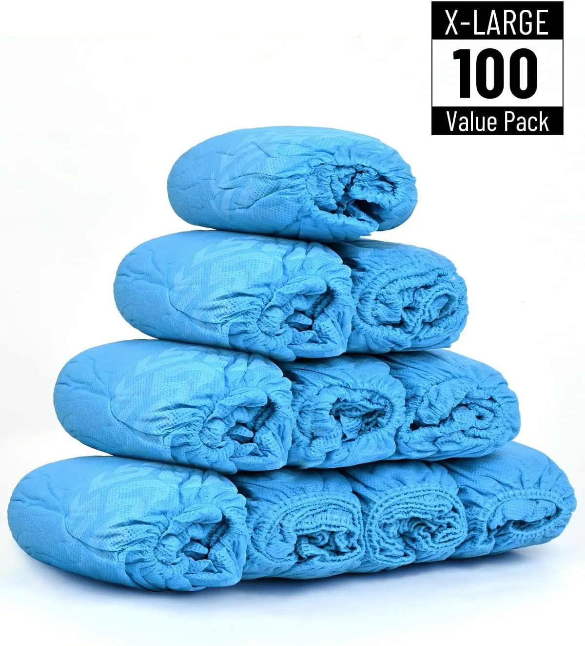 X-Large 100 Count Shoe Covers Disposable Non-Slip, Premium Cloth Boot Covers, Slip-resistant, Durable, Breathable, Non-toxic, Recyclable, Stretchable Fits Up to Size 13 US Men - Blue