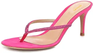 XYD Women's Rhinestones Studded Thong Sandals Open Toe Low Heel Slip On Flip Flops Summer Party Sea Beach Shoes