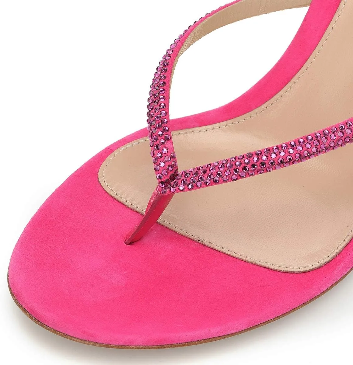 XYD Women's Rhinestones Studded Thong Sandals Open Toe Low Heel Slip On Flip Flops Summer Party Sea Beach Shoes