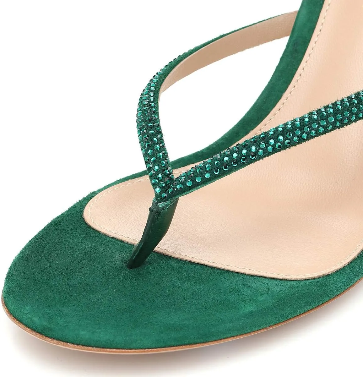 XYD Women's Rhinestones Studded Thong Sandals Open Toe Low Heel Slip On Flip Flops Summer Party Sea Beach Shoes