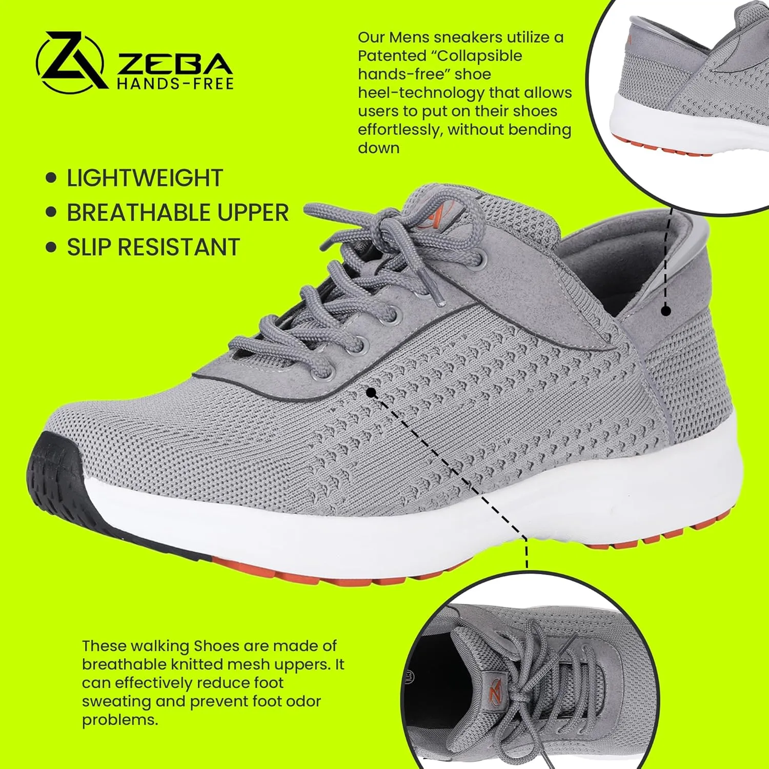 ZEBA Hands Free Slip on Lightweight Sneakers for Men - Step Up Your Comfort and Style with Perfect Walking Shoes and Fashion Sneakers
